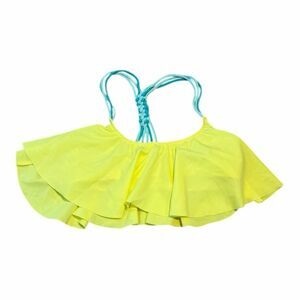 PINK VICTORIA’S SECRET Women’s Neon Yellow Flounce Bikini Top Size Small
